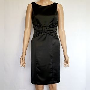 White House Black Market Beautiful Black Satin Sleeveless Sheath Dress Size 00